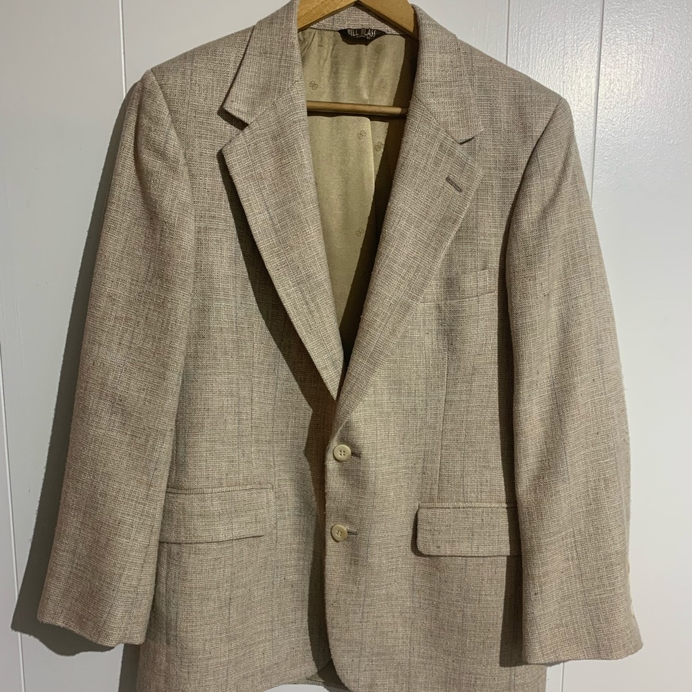 Bill Blass Light Cream Tweed Blazer Dress Coat Size Medium